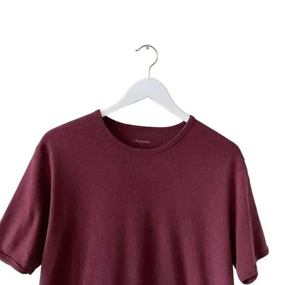 J Peterman  Trendy Burgundy Crewneck Cotton Soft Short Sleeves T-Shirt SZ L - Picture 3 of 15